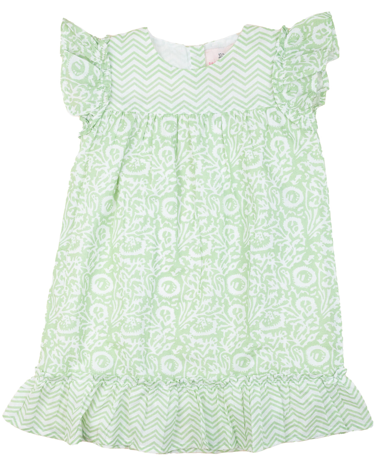 Green Angel Sleeve Tilda Dress