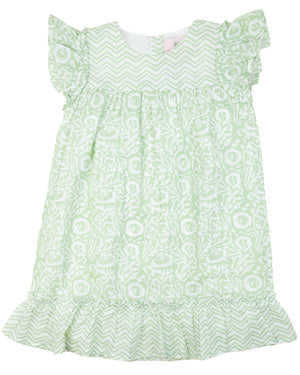 Green Angel Sleeve Tilda Dress