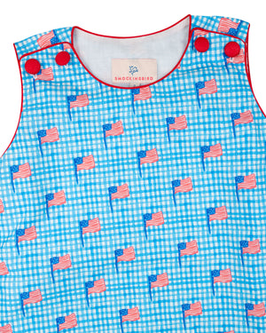 American Flag Gingham Print Shortall