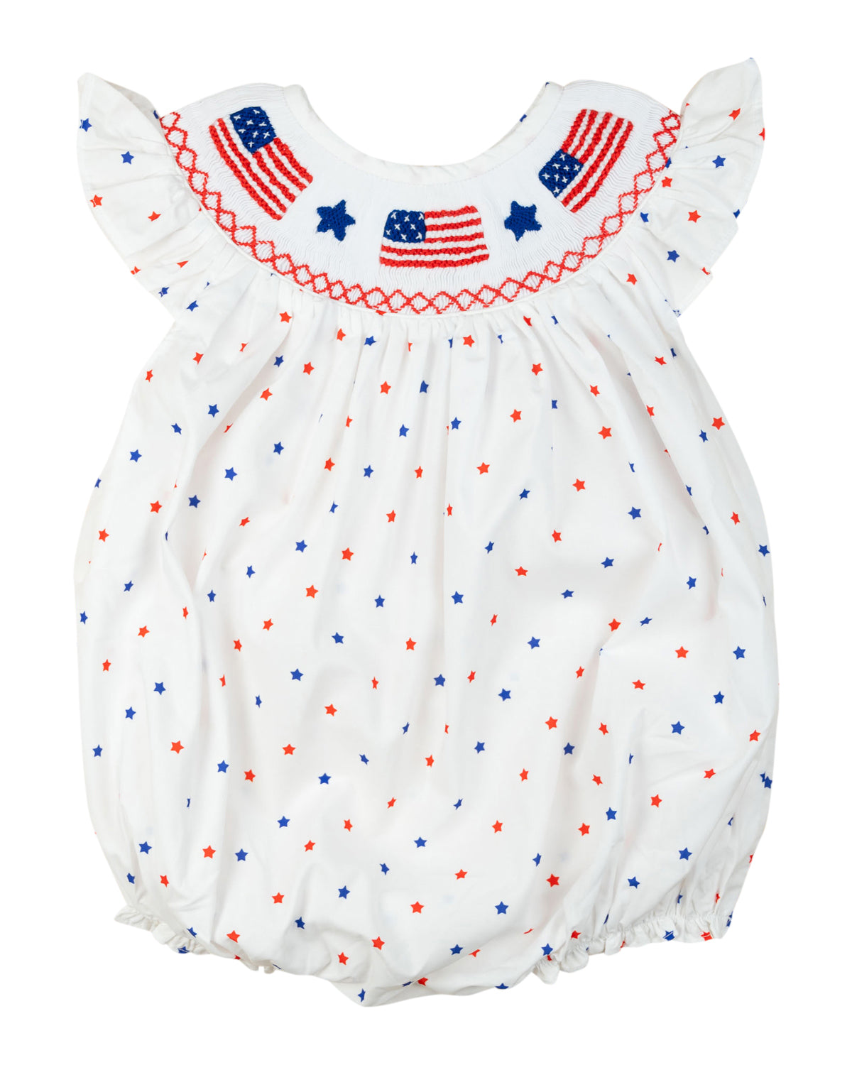 Flags Smocked Star Print Bubble