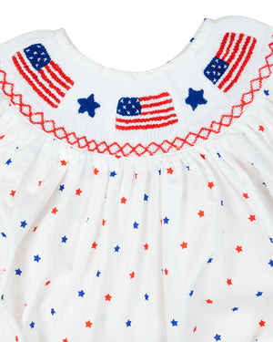 Flags Smocked Star Print Bubble