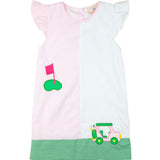 Golf Cart Applique Ruffle Sleeve Dress