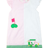 Golf Cart Applique Ruffle Sleeve Dress