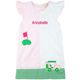 Golf Cart Applique Ruffle Sleeve Dress