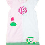 Golf Cart Applique Ruffle Sleeve Dress