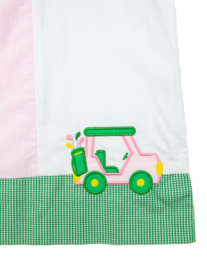 Golf Cart Applique Ruffle Sleeve Dress