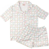 Garden Gingham Short Sleeve Ladies Knit Pajamas