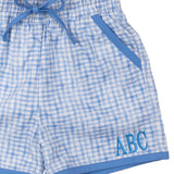 Blue Watercolor Plaid Swim Trunks-FINAL SALE