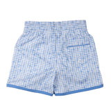 Blue Watercolor Plaid Swim Trunks