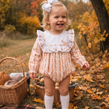 Fall Floral Stripe Bib Collar Bubble