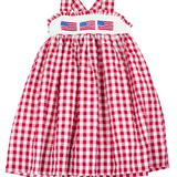 Flags Smocked Red Gingham Dress