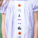 Halloween Fun Embroidered Windowpane Dress