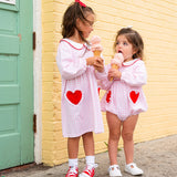 Heart Pockets Pink Gingham Knit Bubble