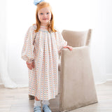 Vintage Smocked Heart Striped Dress