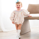 Vintage Smocked Heart Striped Bubble