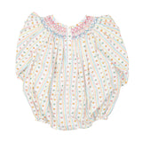 Vintage Smocked Heart Striped Bubble