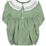 Holly Embroidered Green Checked Bubble