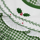 Holly Embroidered Green Checked Bubble
