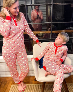 Red Striped Vintage Santa Adult Pajamas- FINAL SALE