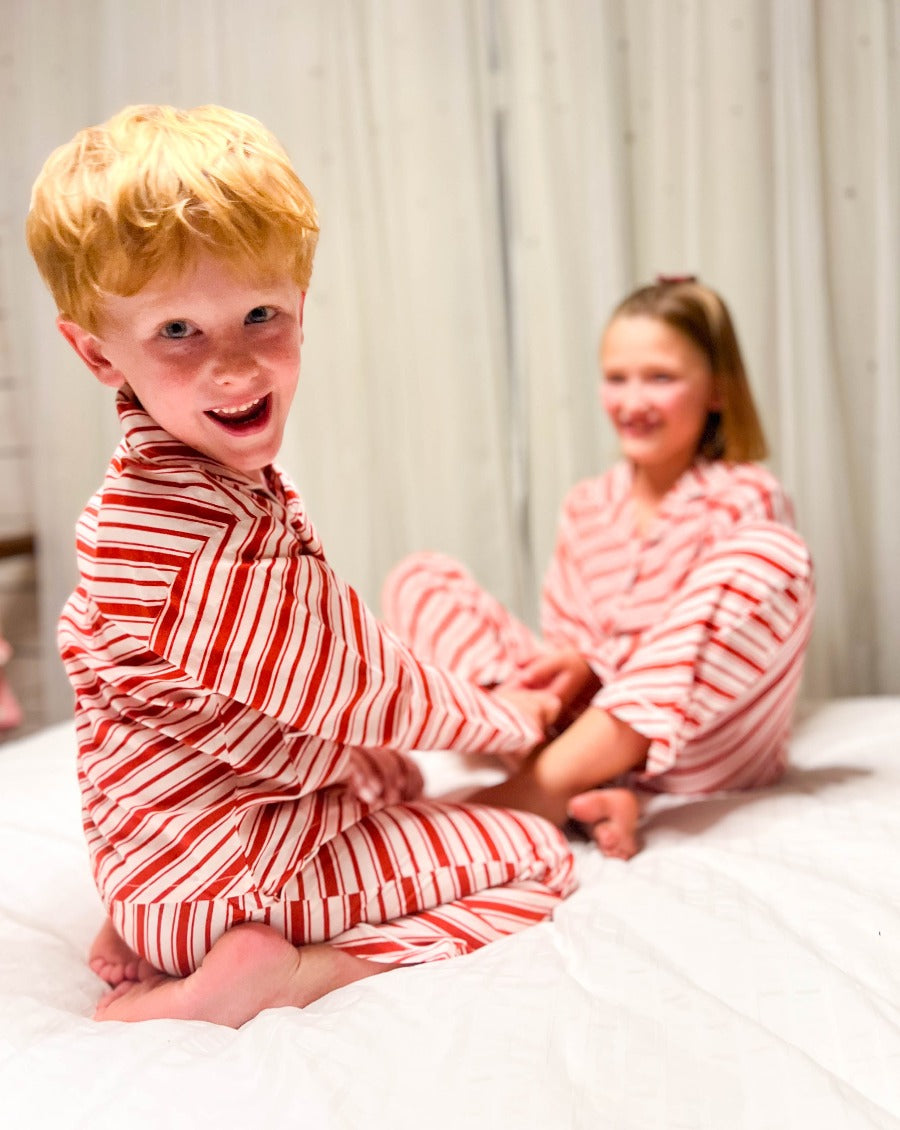 Candy Cane Striped Button Down Pajamas- FINAL SALE