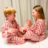 Candy Cane Striped Button Down Pajamas- FINAL SALE