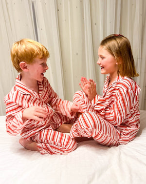 Candy Cane Striped Button Down Pajamas- FINAL SALE