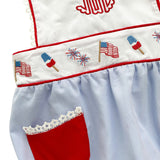 Patriotic Embroidered Bubble with Red Pockets