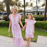 Pink Tiered Tilda Ladies Dress with Sash