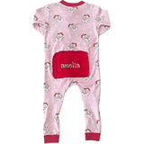 Vintage Santa Pink Knit Zip Up Pajamas