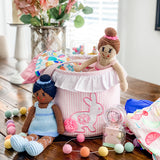 Bunny Applique Blue Seersucker Easter Basket