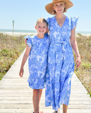 Blue Floral Ladies Dress