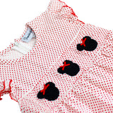 Mouse with Red Bow Smocked Polka Dot Knit Bubble