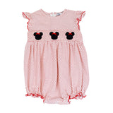 Mouse with Red Bow Smocked Polka Dot Knit Bubble