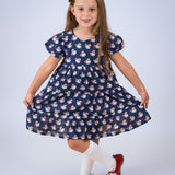 Vintage Santa Navy Twirl Dress- FINAL SALE