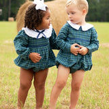 Navy Tartan Plaid Girl Bubble