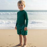 Dockside Green Striped Swim Trunks