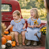 Pumpkin Plaid Smocked Bishop Bubble