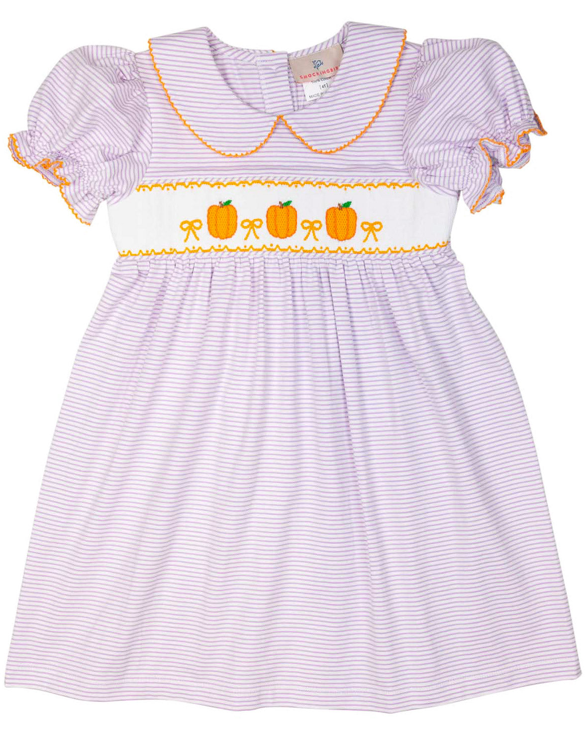 Pumpkins Smocked Purple Striped Knit Dress