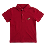 Embroidered Football Deep Red Polo Shirt