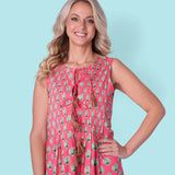 Pink and Green Shell Print Ladies Dress