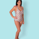 Pink and Green Shell Print Ladies One Piece