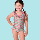 Pink and Green Shell Print One Piece