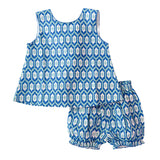 Blue Ikat Bloomer Set