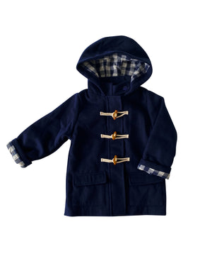 Navy Hooded Coat with Toggle Buttons