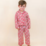 Red Striped Vintage Santa Button Down Pajama Set