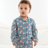 Navy Striped Vintage Santa Pajama Set