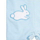 Blue Stripe Knit Bunny Pocket Shortall