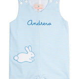 Blue Stripe Knit Bunny Pocket Shortall