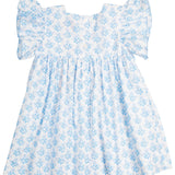 Blue Floral Smocked Dress