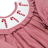 Candy Cane Smocked Bishop Dress